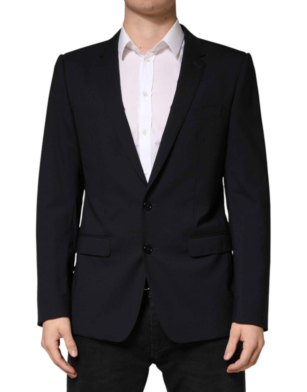 Dolce & Gabbana Black Wool Single Breasted 2 Button Blazer