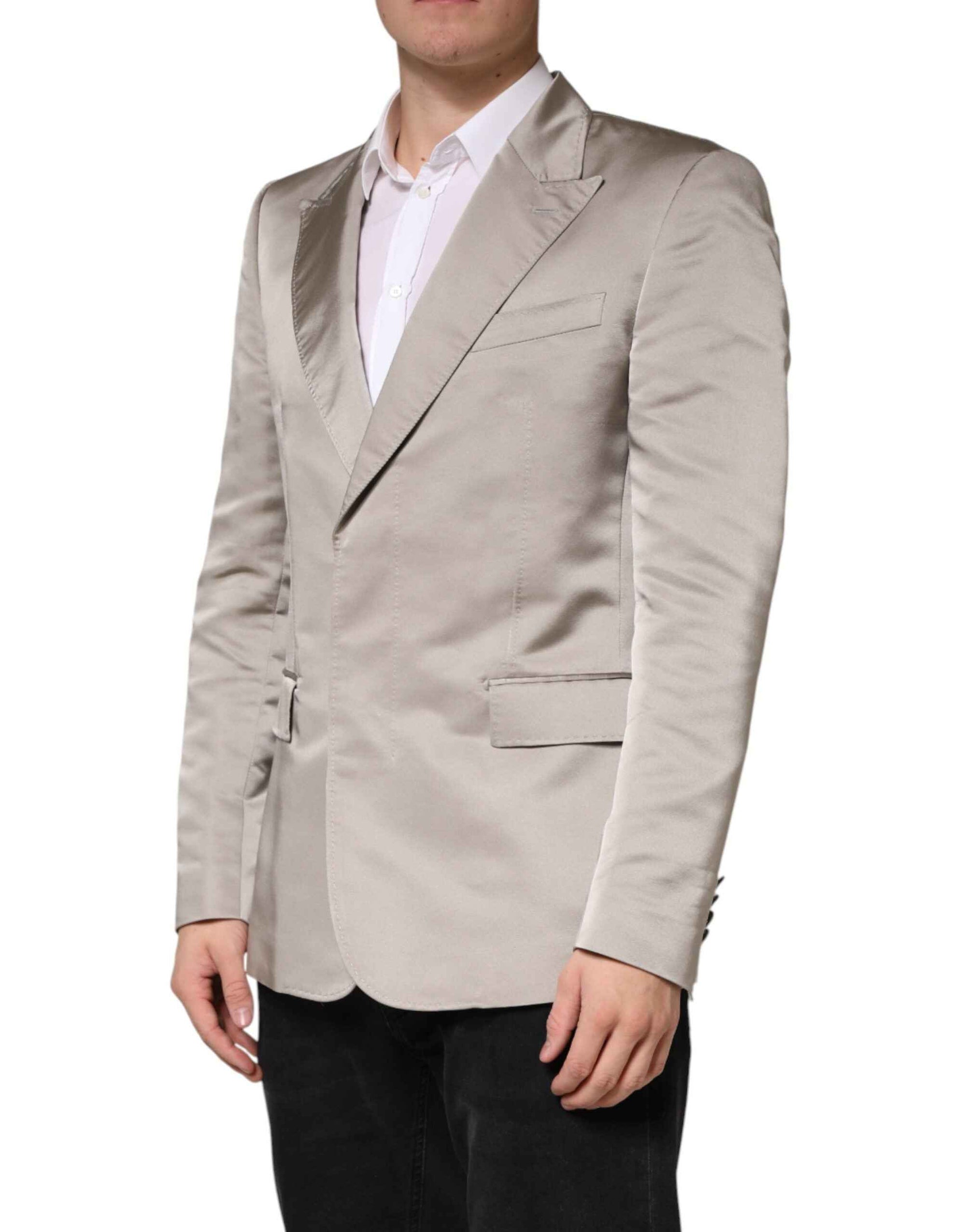 Dolce & Gabbana Beige Silk Single Breasted Jacket Men Blazer