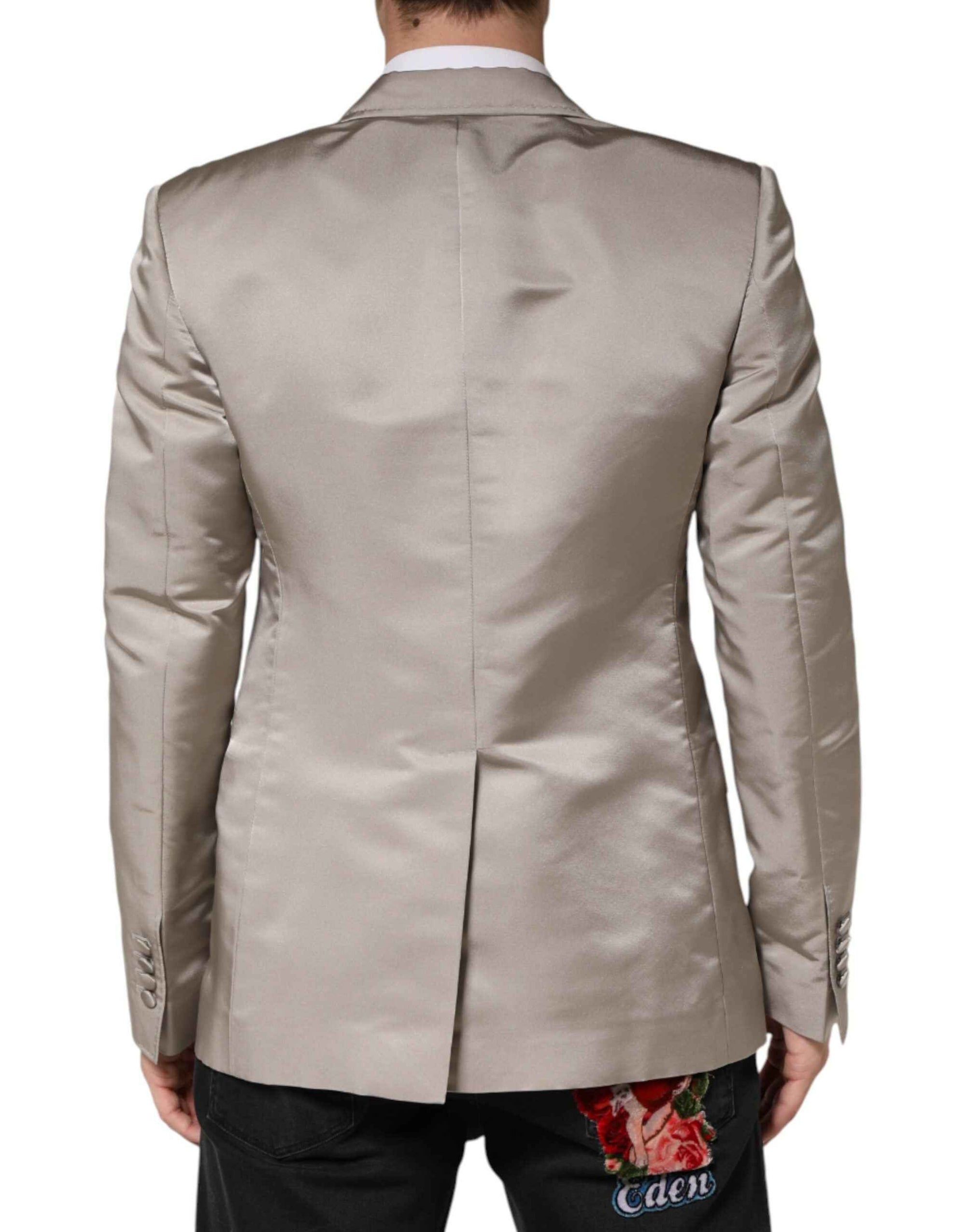 Dolce & Gabbana Beige Silk Single Breasted Jacket Men Blazer