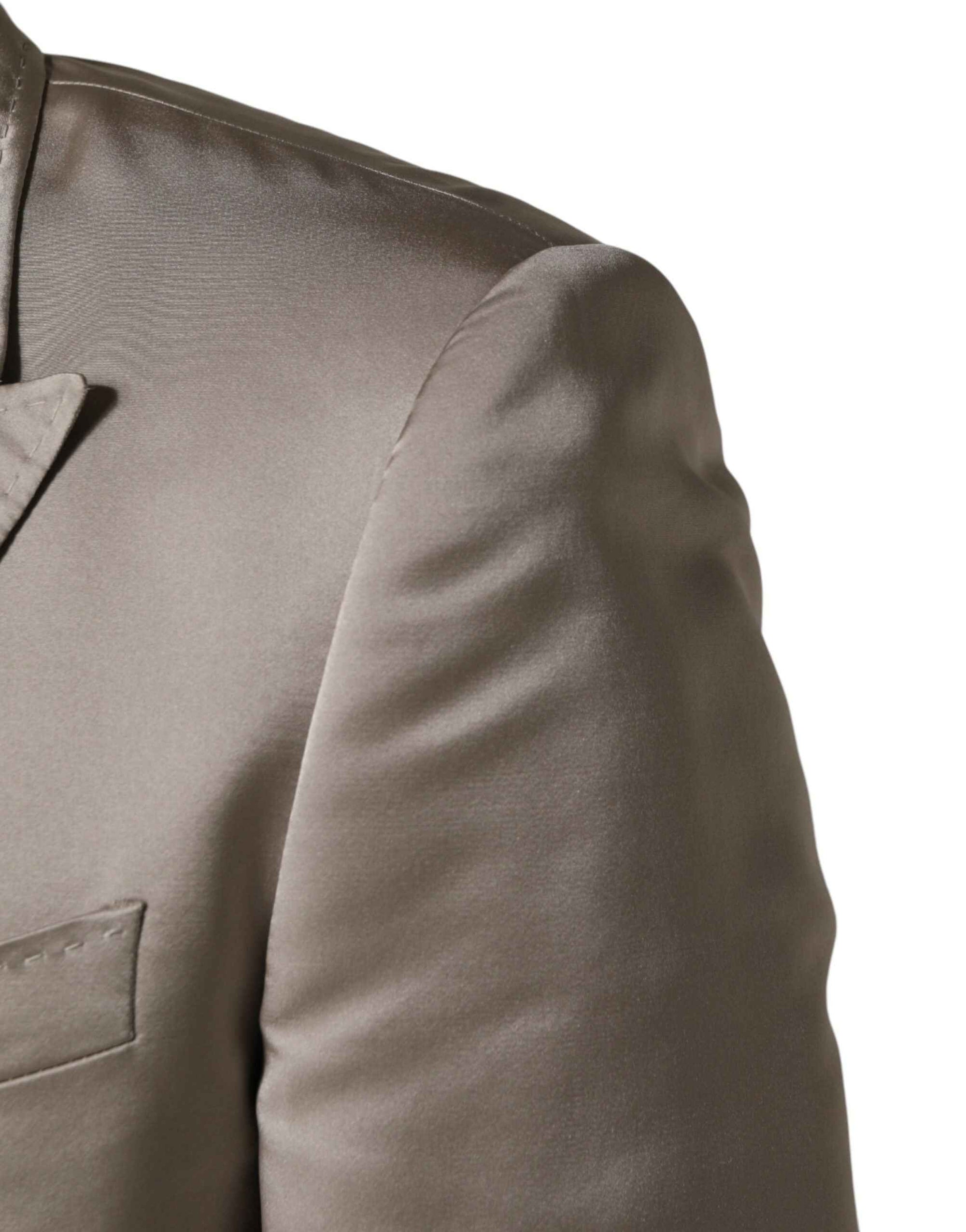 Dolce & Gabbana Beige Silk Single Breasted Jacket Men Blazer