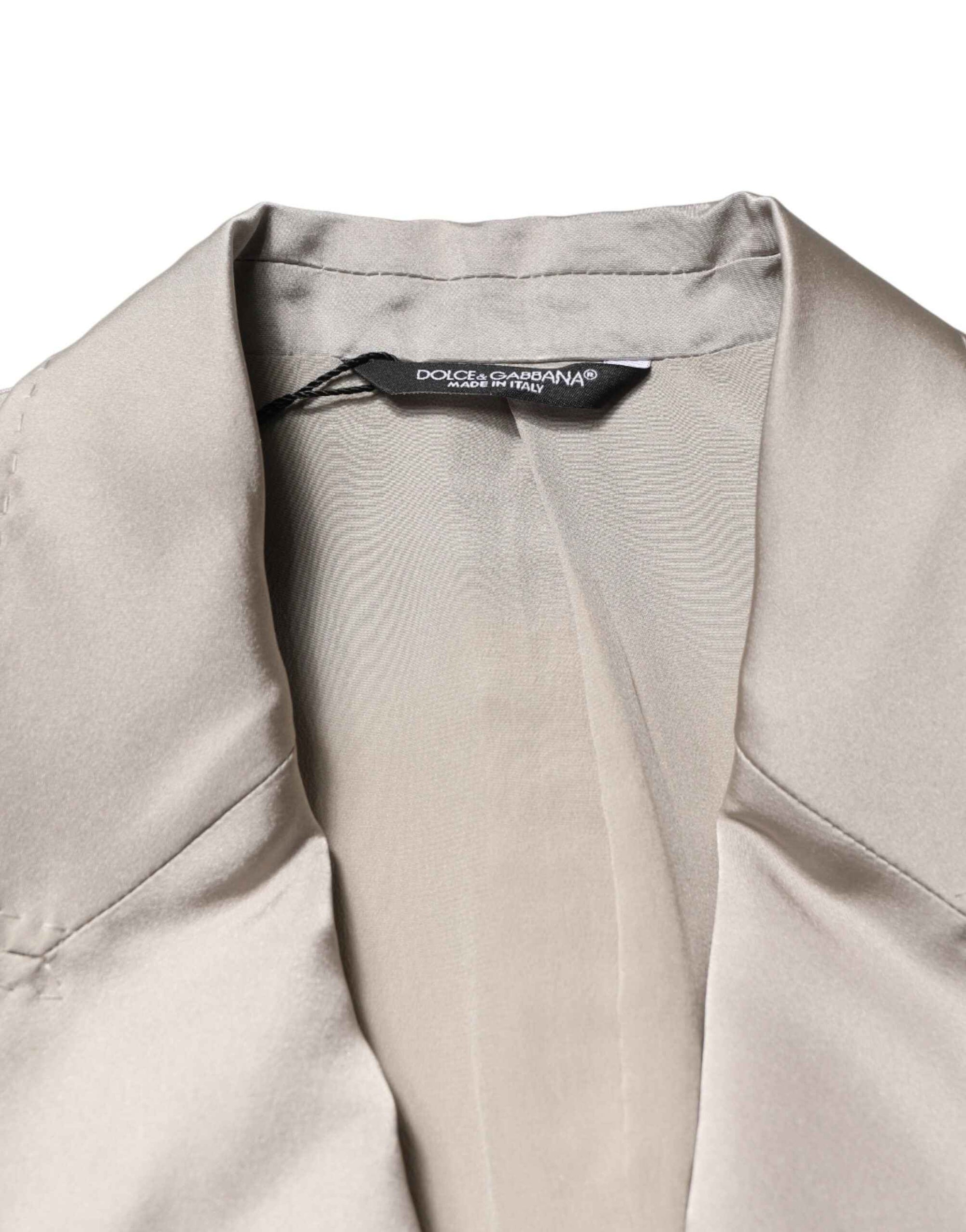 Dolce & Gabbana Beige Silk Single Breasted Jacket Men Blazer