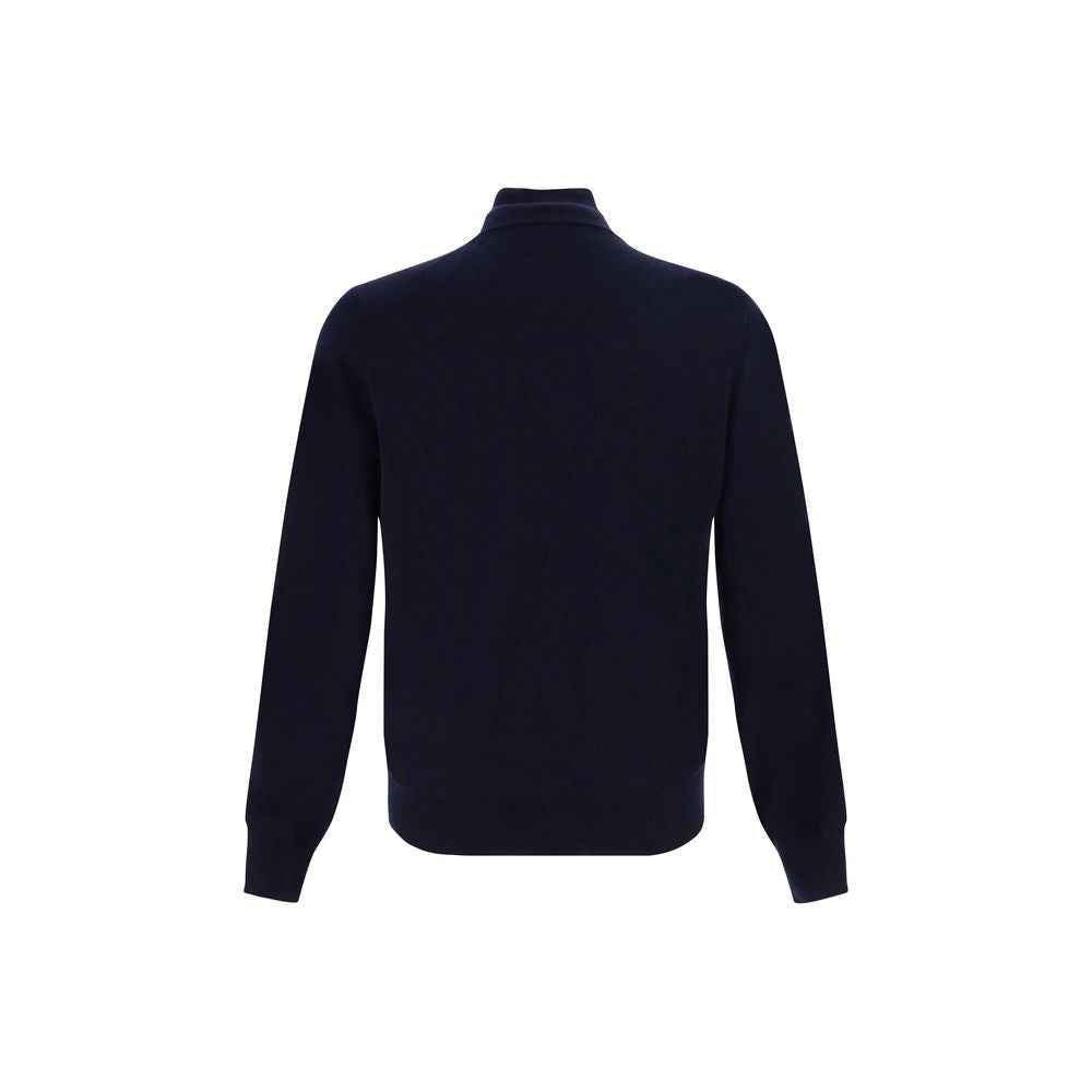 Brunello Cucinelli Blue Fleece Wool Cardigan