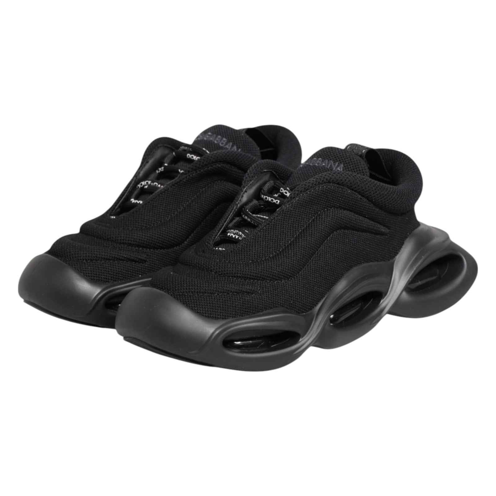 Dolce & Gabbana Black Slip On Low Top Wave Sneakers Shoes