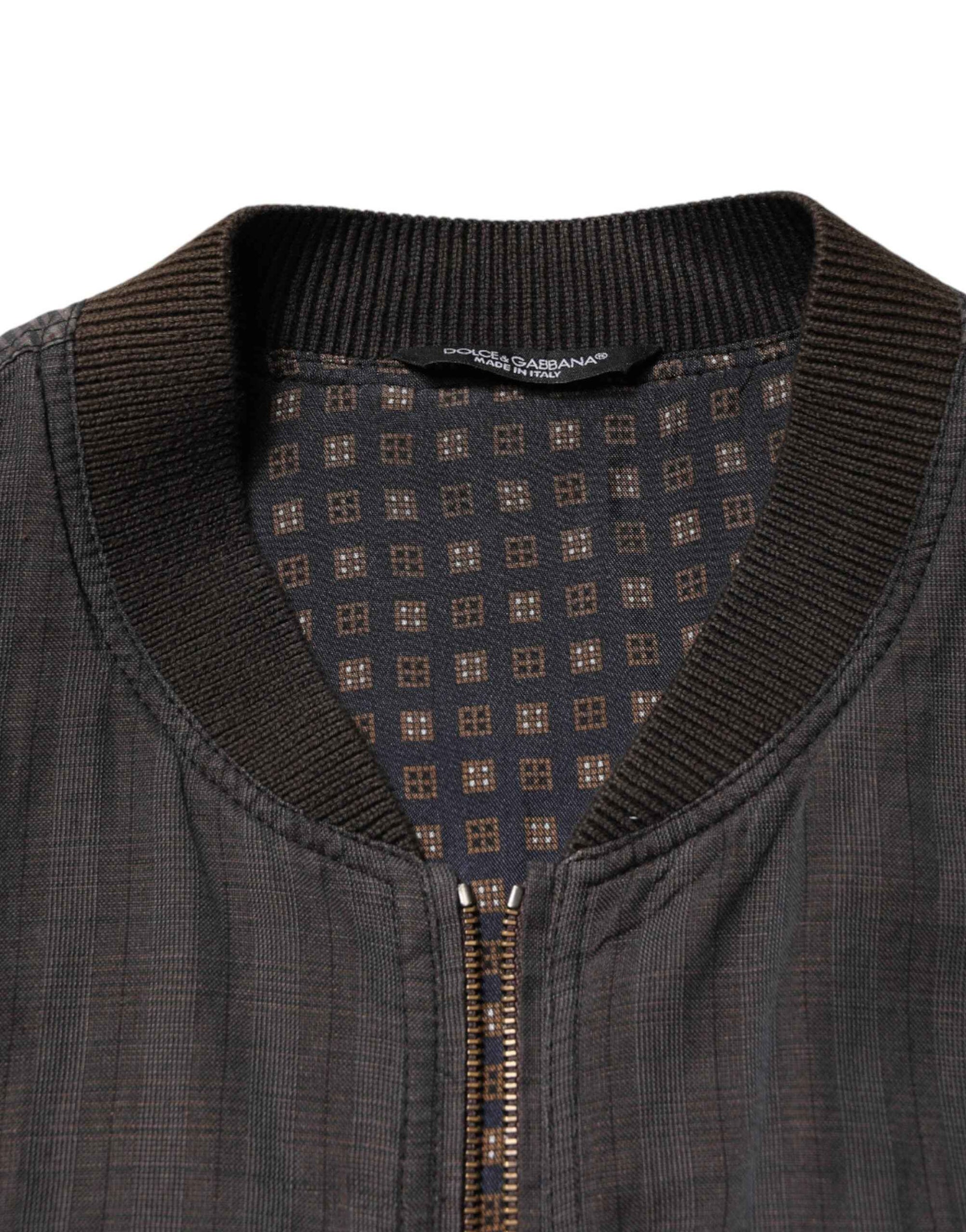 Dolce & Gabbana Black Stripes Cotton Full Zip Bomber Jacket