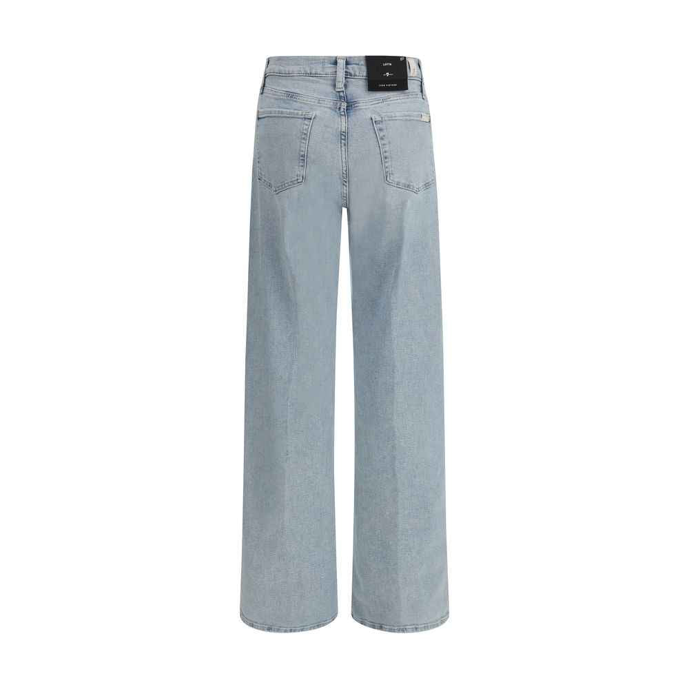 7FOR Light Blue Cotton Relaxed Fit Jeans